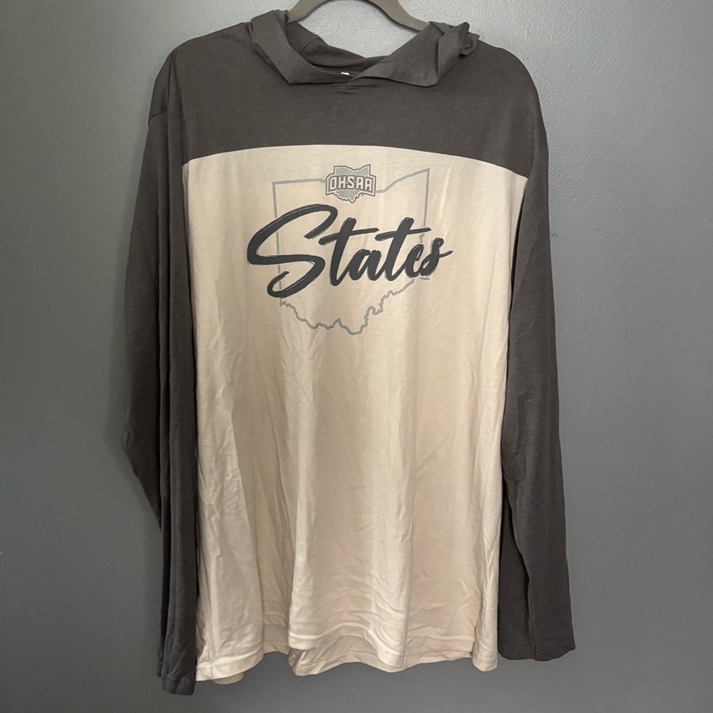 OHSAA Two-Tone Hooded Long Sleeve Shirt - Gray & Cream